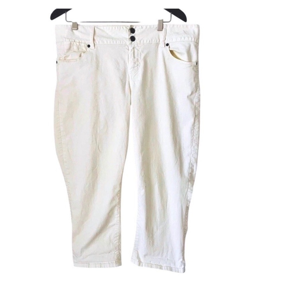 Talbots Signature Crop Pants Womens 16 Cream Off White Mid Rise Straight‎ Leg